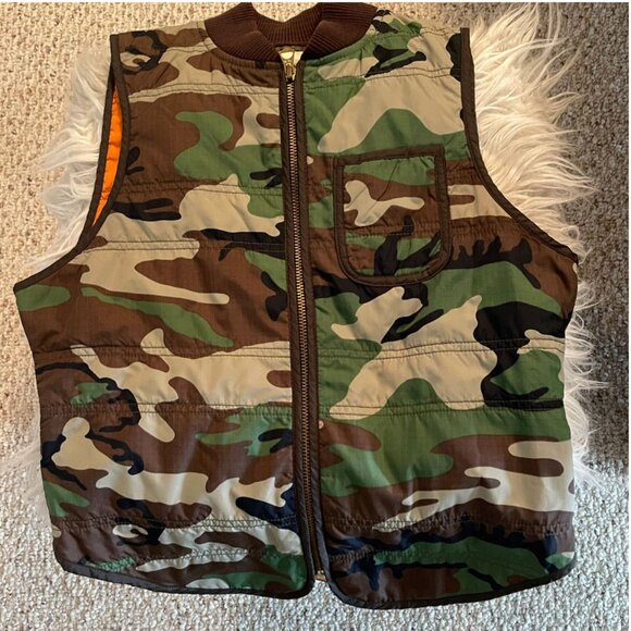 Denim & Supply Ralph Lauren Camo Distressed American Flag Quilted Vest - Picture 8 of 15
